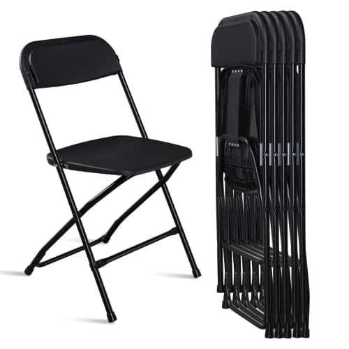 Winado - 6 PCS Folding Plastic Chair Wedding Party 360LBS Capacity for Outdoor Indoor - Black