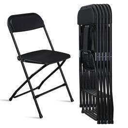 Winado - 6PCS Portable Plastic Folding Chairs, Stackable Seat with Steel Frame for Indoor Outdoor Wedding Party Picnic Dining - Black