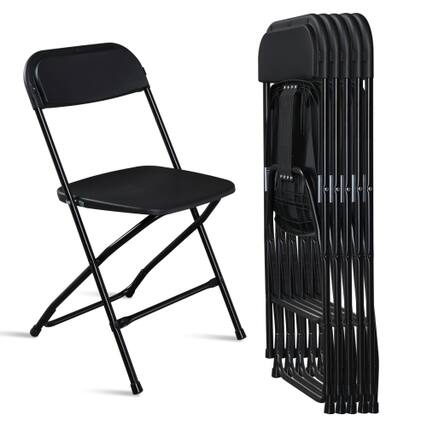 Front. Winado - 6PCS Portable Plastic Folding Chairs, Stackable Seat with Steel Frame for Indoor Outdoor Wedding Party Picnic Dining - Black.