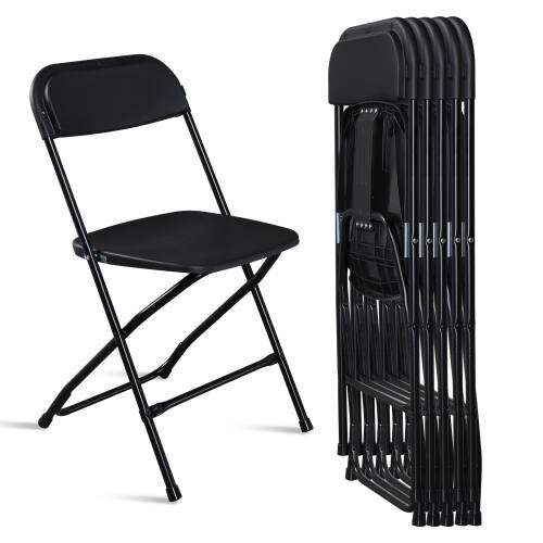 Front. Winado - 6 PCS Folding Plastic Chair Wedding Party 360LBS Capacity for Outdoor Indoor - Black.