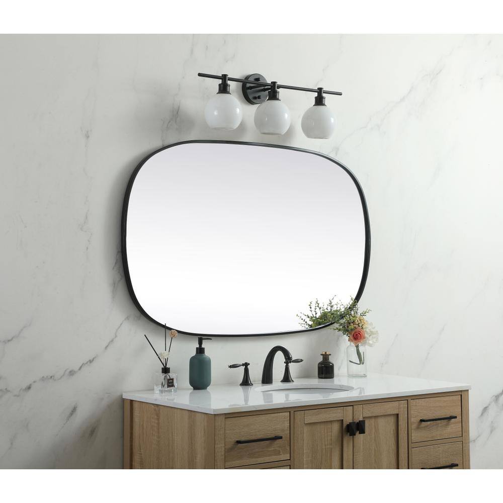 Alt View 6. Elegant Decor - Metal Frame Oval Mirror 30x48 Inch in Black - Black.