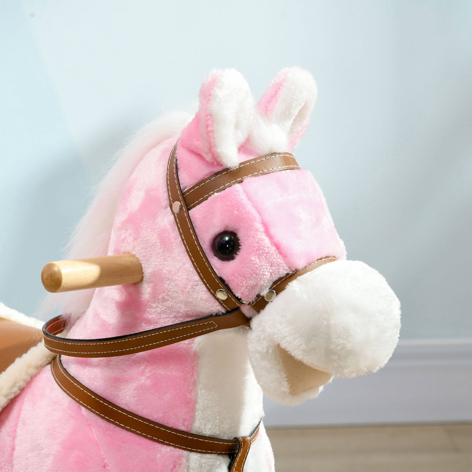 Alt View 1. Siljoy - Pink Rocking Horse with Sound & Saddle, Plush Ride-On, Ages 3-8, Easy to Move - Pink.