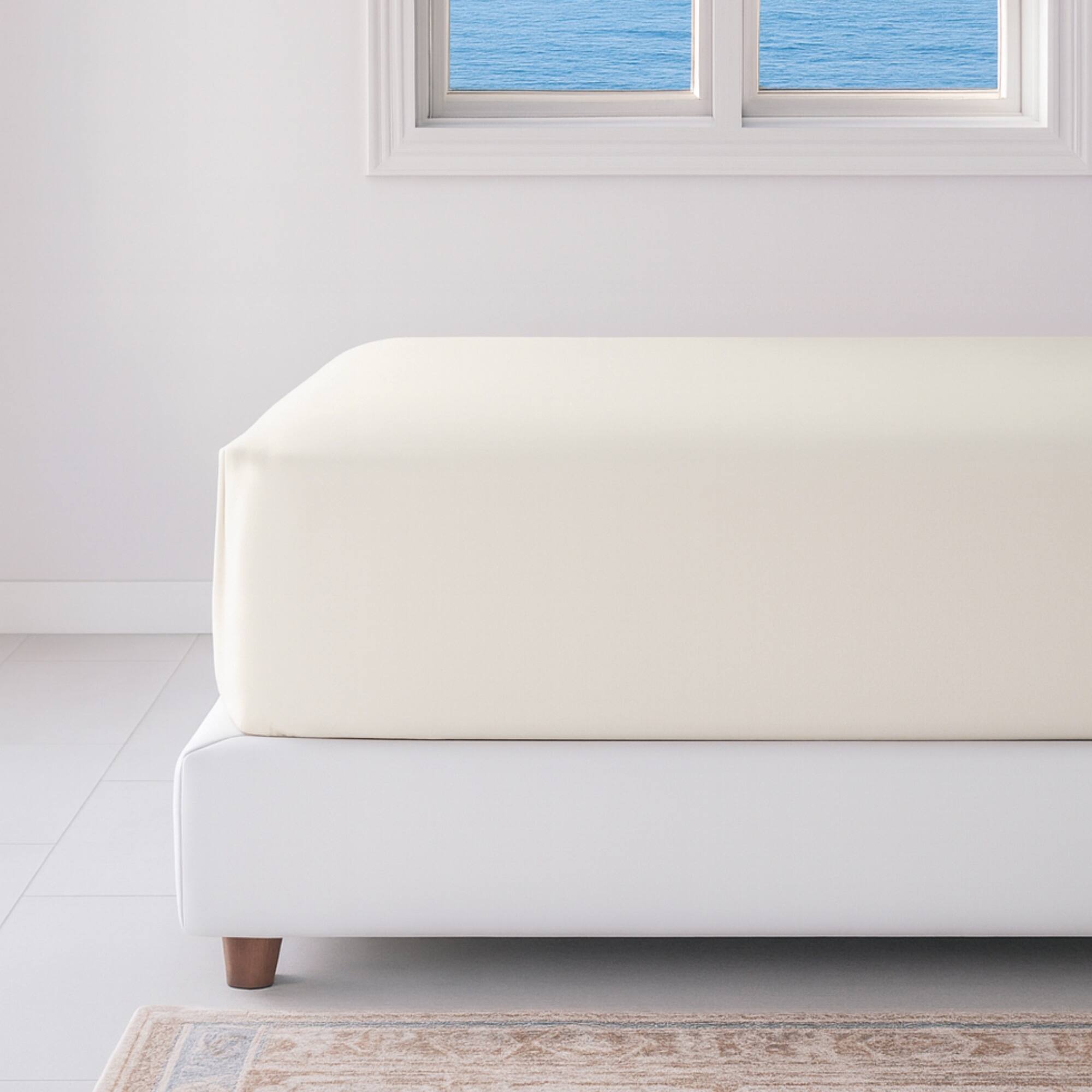 Angle. BedVoyage - Luxury 100% viscose from Bamboo Fitted Sheet - Ivory.