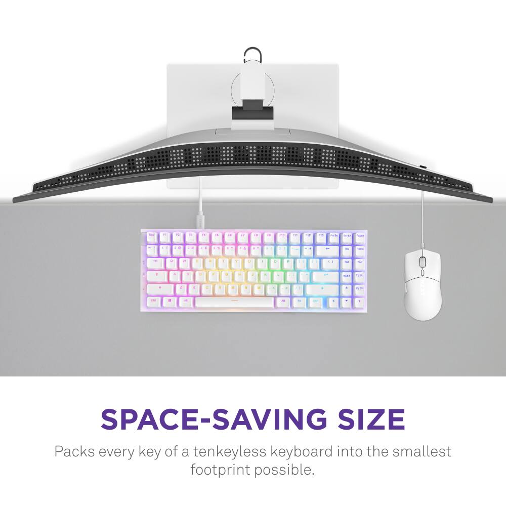 SPACE-SAVING SIZE: Packs every key of a tenkeyless keyboard into the smallest footprint possible.