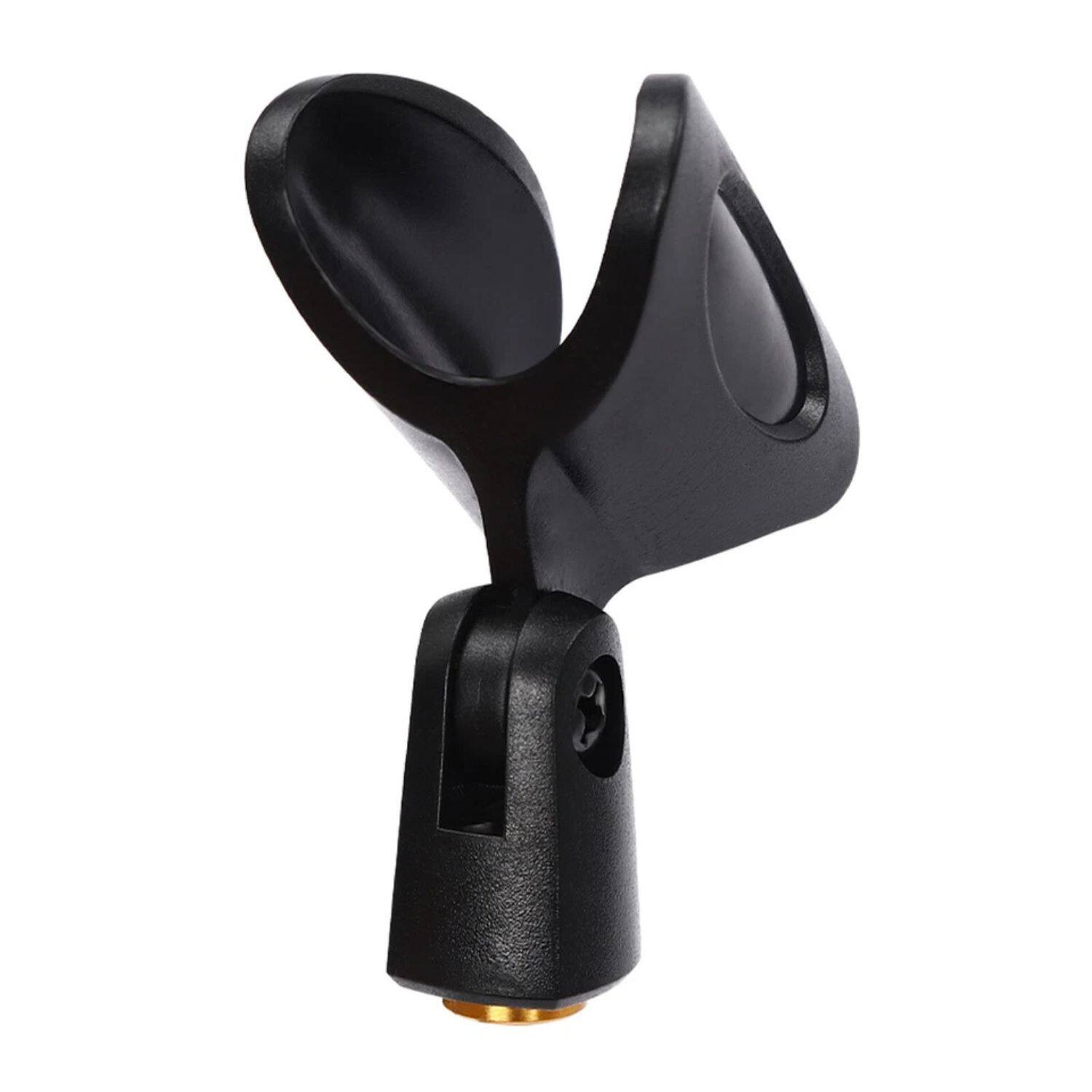 Back. Home Collection - 2-Pack Universal Microphone Clips Clamp Holders for Wired and Wireless Mic Stands – 180° Adjustable Design.