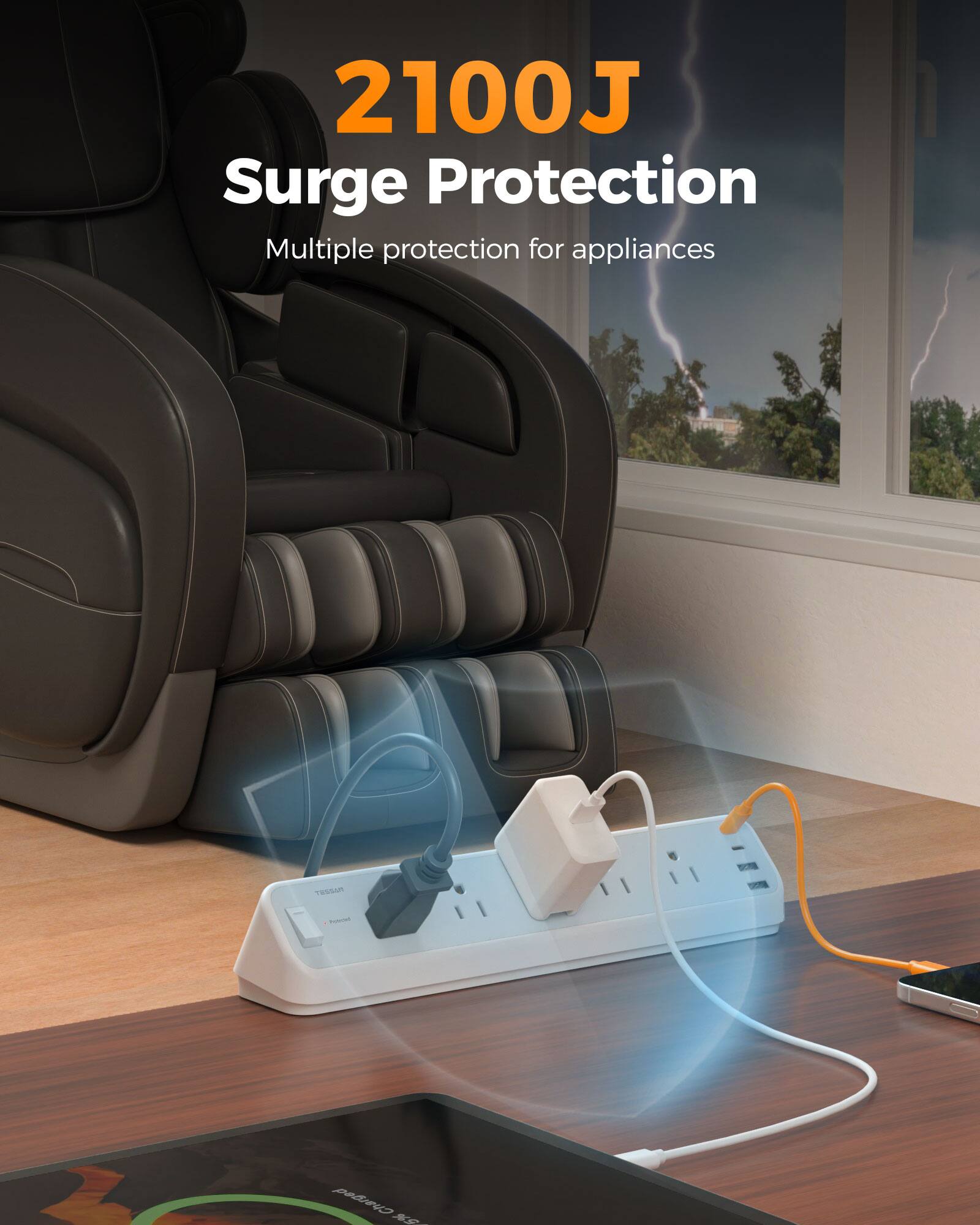 2100J Surge Protection  
Multiple protection for appliances