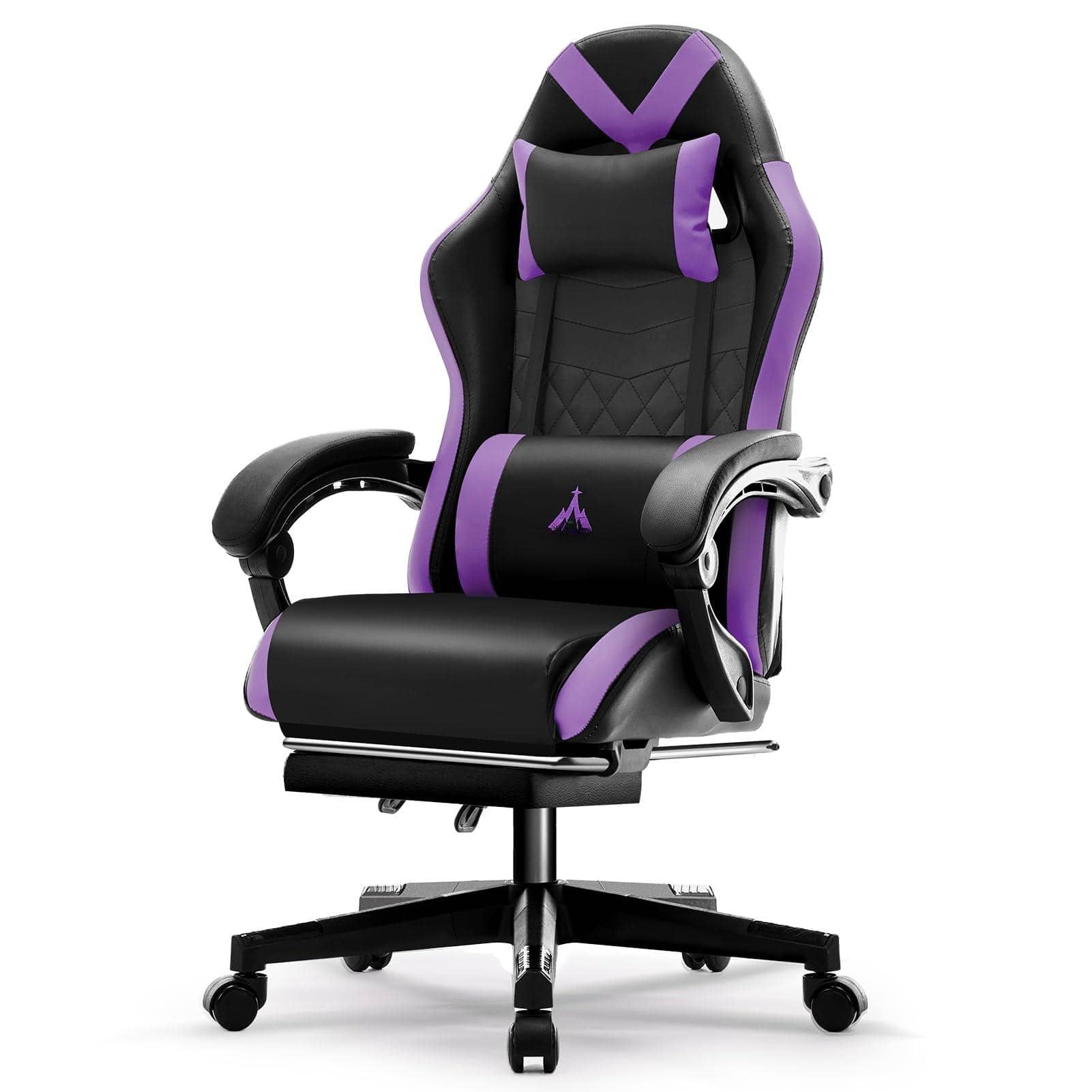 Hirose Alice - Gaming Chair,Ergonomic Massage Computer Office Desk Chair with Footrest,Pocket Spring Cushion,Reclining Lea - Purple