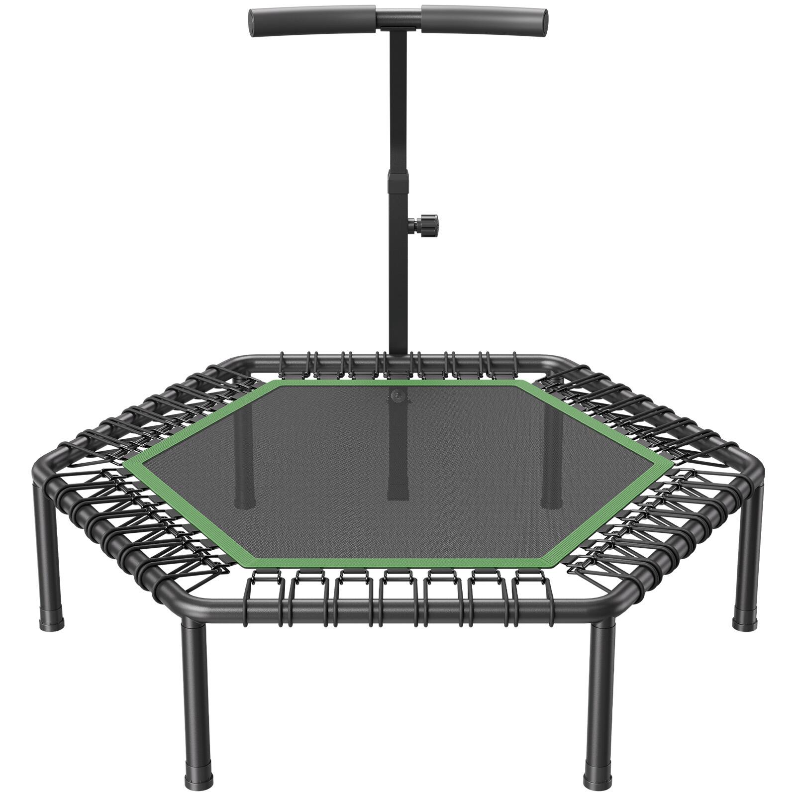 Alt View 5. VEVOR - 54.5 Inch Mini Trampoline, 450 lbs Max Load Fitness Rebounder, Stable & Quiet Small Trampoline with 3 Levels Height - Black & Green.