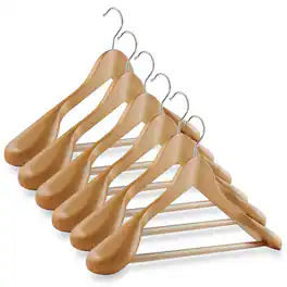 Casafield - 6pk Wide Shoulder Wooden Suit Hangers - Natural