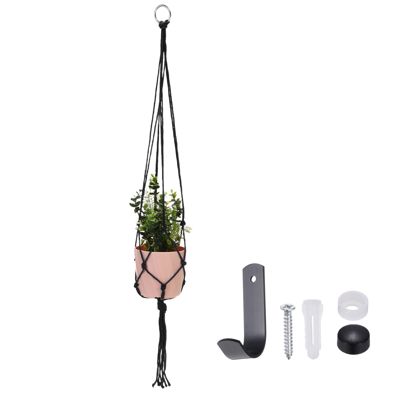 Unique Bargains - Macrame Plant Hanger, 41 Inch Hanging Planter w/ Hook Tassels Decorative Crochet Cotton Rope for Home Decor - Black price history on PriceWatchPro