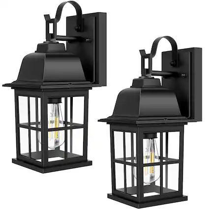 Front. Nordic Hygge - 2-Pack Outdoor Light Fixtures 100% Aluminum Waterproof in Black.