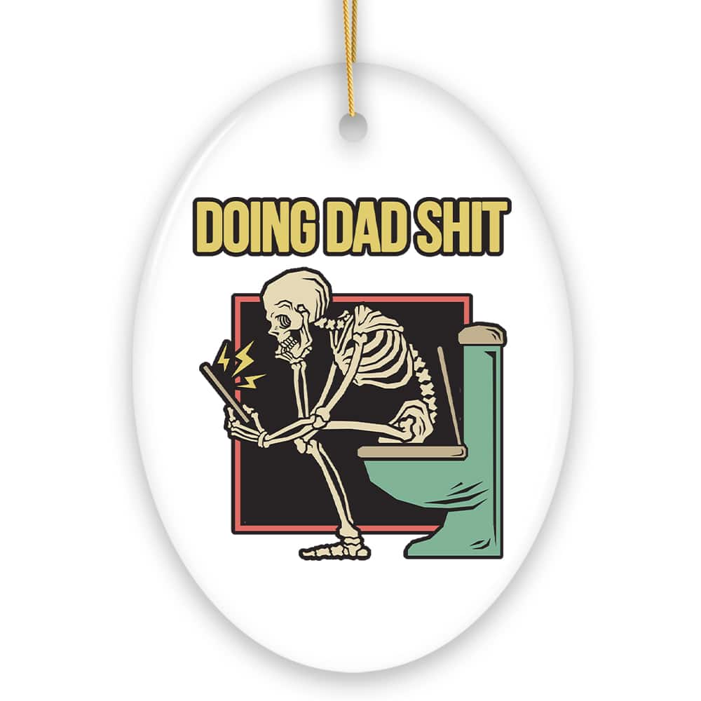 OrnamentallyYou - Doing Dad Stuff Ornament, Funny Toilet Skeleton Christmas Gift For Dads - Multi-colored