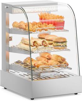 Winado - 800W 110V 15" Commercial Food Warmer Display Pizza Warmer, 3-Tier Electric Countertop Food Warmer w/LED Lighting - Silver