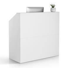 Front. VEVOR - Reception Desk, 46 Inch Rectangular Front Counter Table, Office Reception Desk - White.