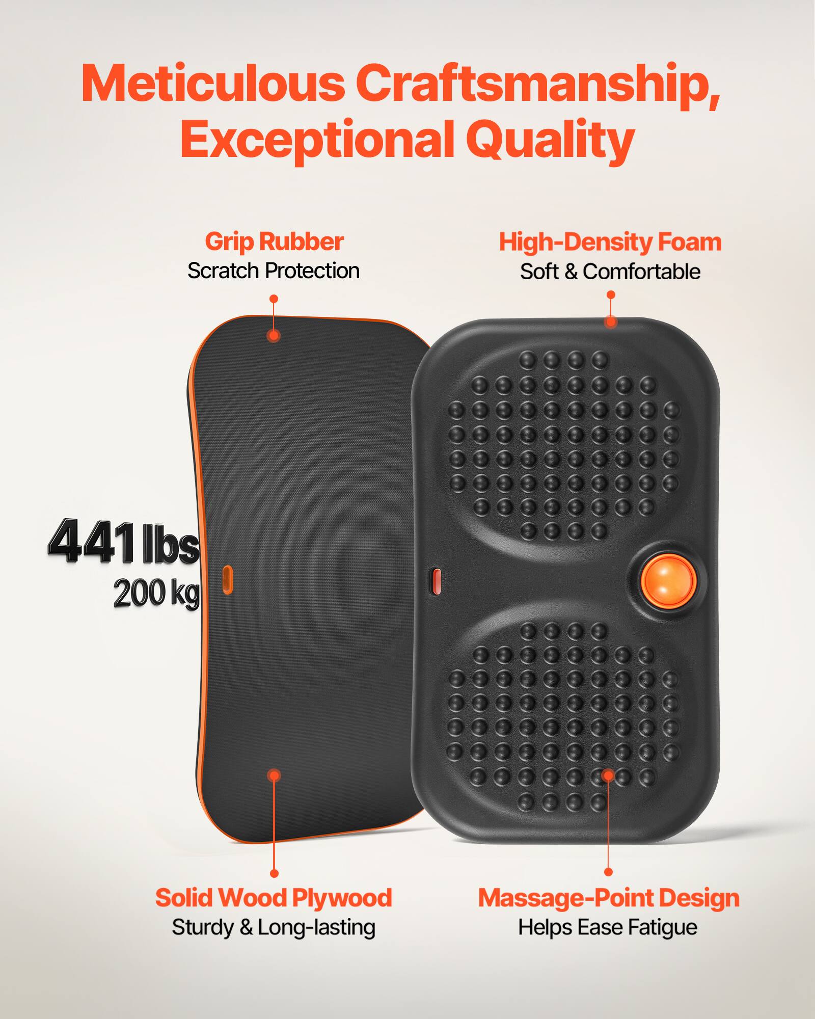 Meticulous Craftsmanship, Exceptional Quality

- Grip Rubber
  - Scratch Protection

- High-Density Foam
  - Soft & Comfortable

- Solid Wood Plywood
  - Sturdy & Long-lasting

- Massage-Point Design
  - Helps Ease Fatigue

441 lbs
200 kg