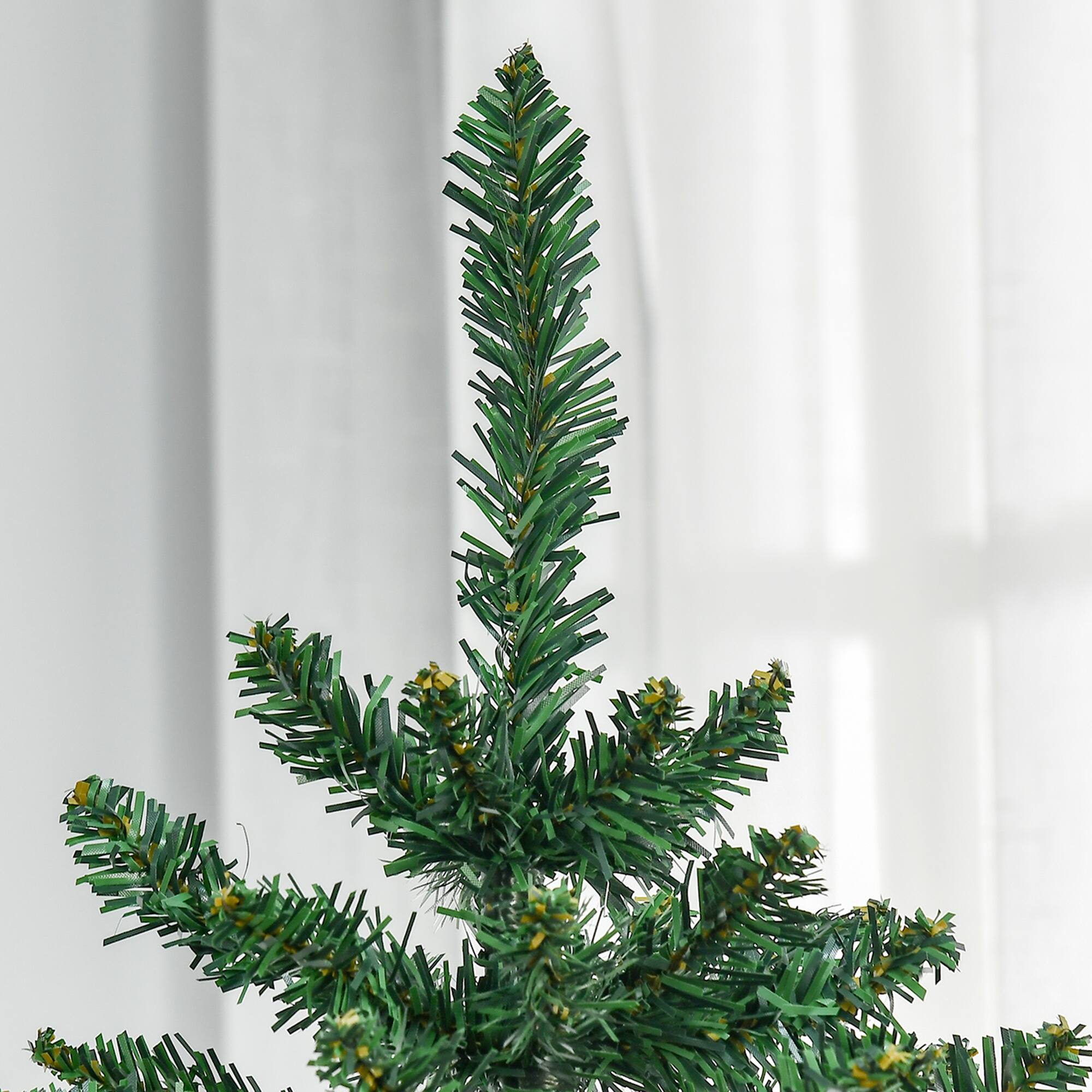 Alt View 7. Homcom - Tall Unlit Slim Fir Artificial Christmas Tree with Realistic Branches, and 583 Tips - Green.