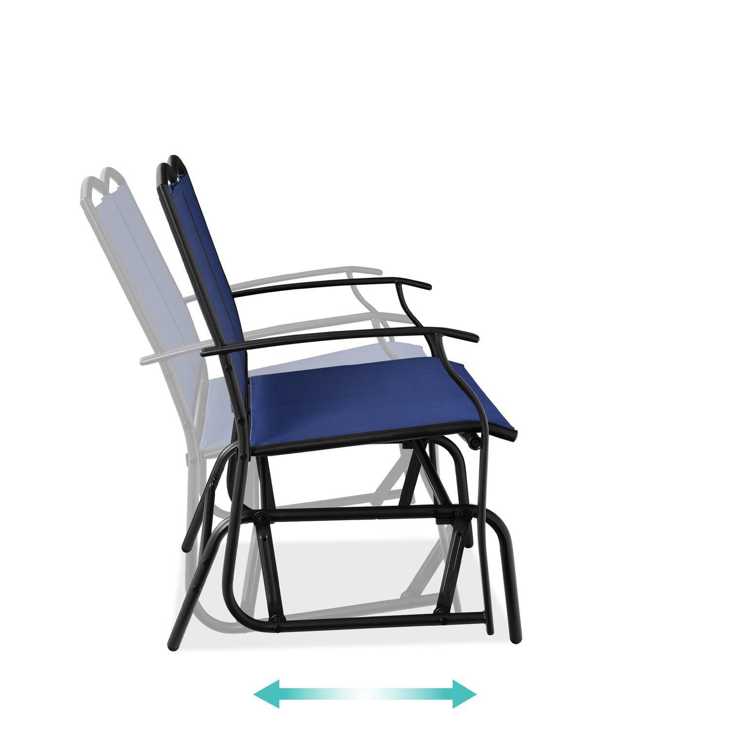 Angle. Hivvago - 2 Seat Mesh Patio Loveseat Swing Glider Rocker with Armrests in Navy Blue - Navy Blue.