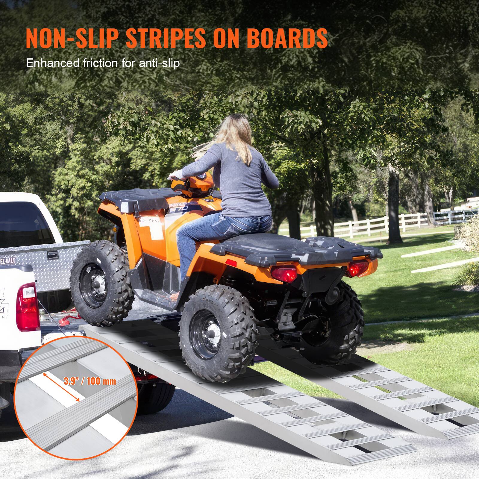 NON-SLIP STRIPES ON BOARDS  
Enhanced friction for anti-slip  

3.9" / 100 mm