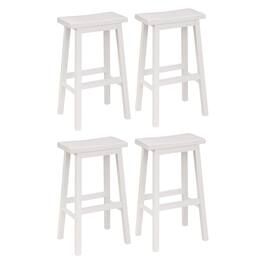 PJ Wood - Classic 29 Inch Saddle Seat Kitchen Bar Counter Stool, (4 Pack) - White