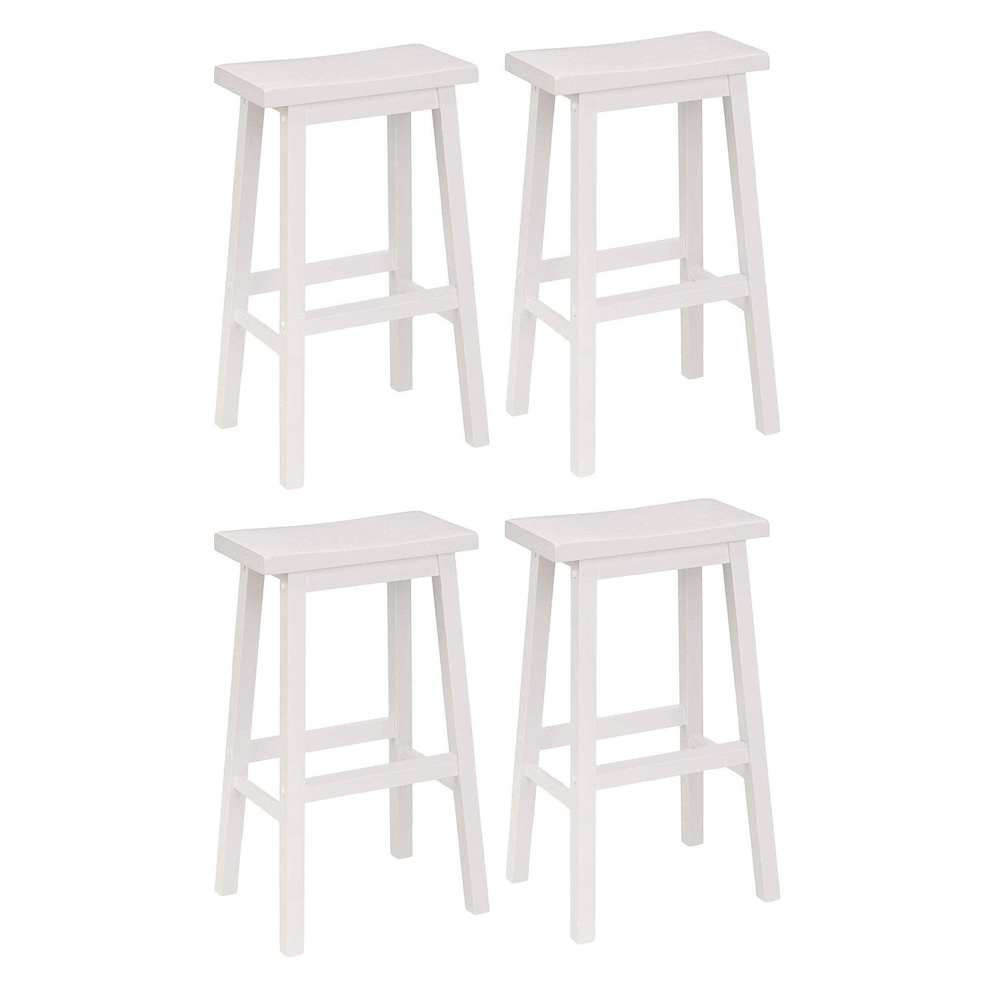 Front. PJ Wood - PJ Wood Classic 29 Inch Saddle Seat Kitchen Bar Counter Stool, White (4 Pack) - White.