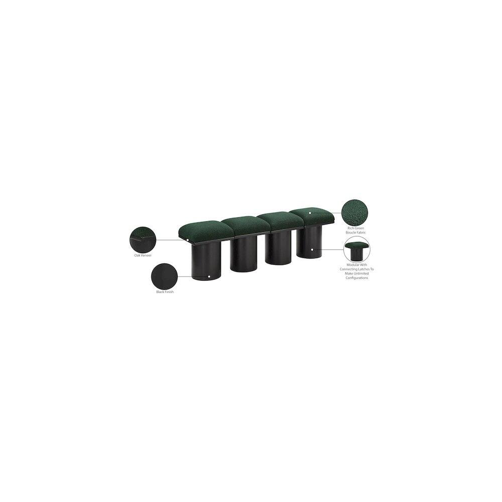 Ce noarie aboria Cos - Modular - Connecting Lathes to Make Unrined Configurations Mack Foa

- Black Finish
- Oak Wood
- Boucle Fabric
- Modular With Connecting Lathes to Configurations
