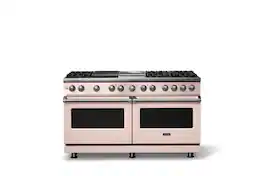 Viking - 60"W. 8 Burner Pro 5 Series 9.4 Cu. Ft. Freestanding Sealed LP Dual Fuel ConvectionRange/Griddle/Grill - Blush
