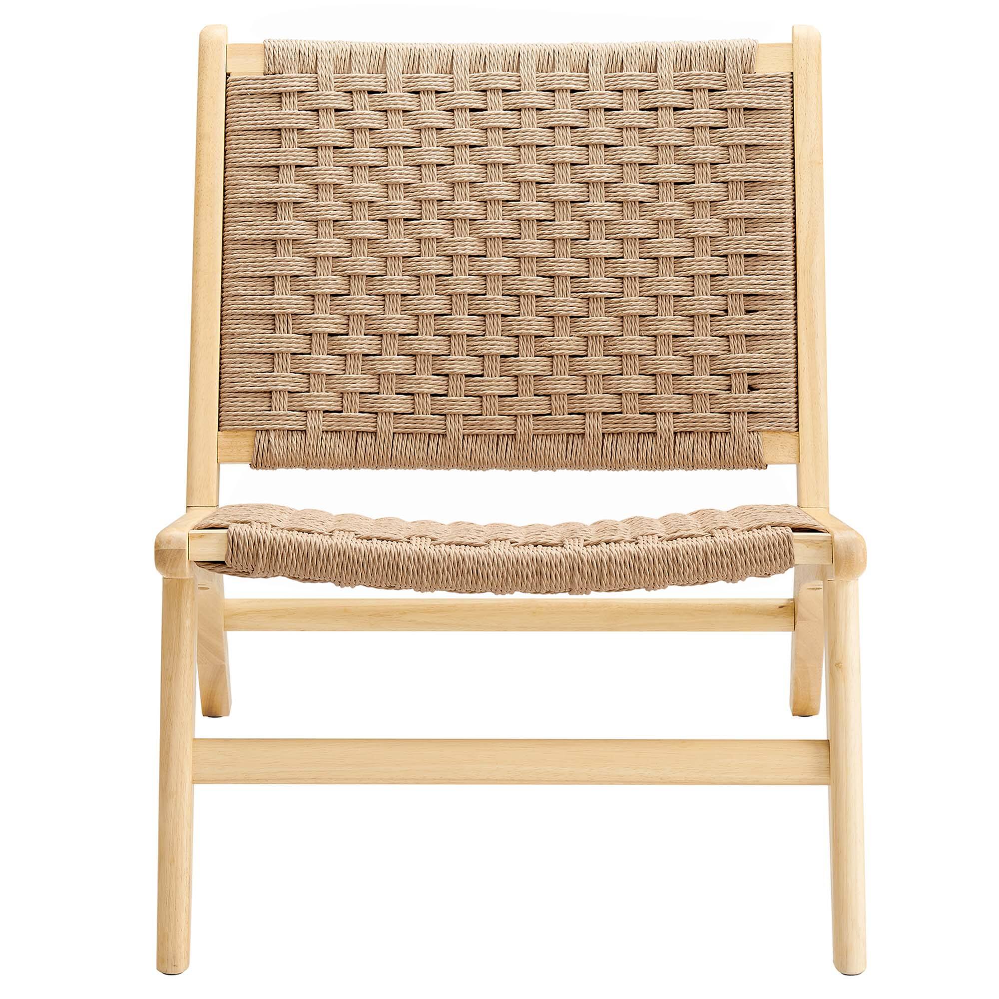 Alt View 4. Modway - Saoirse Woven Rope Wood Accent Lounge Chair by Modway - Natural Natural.