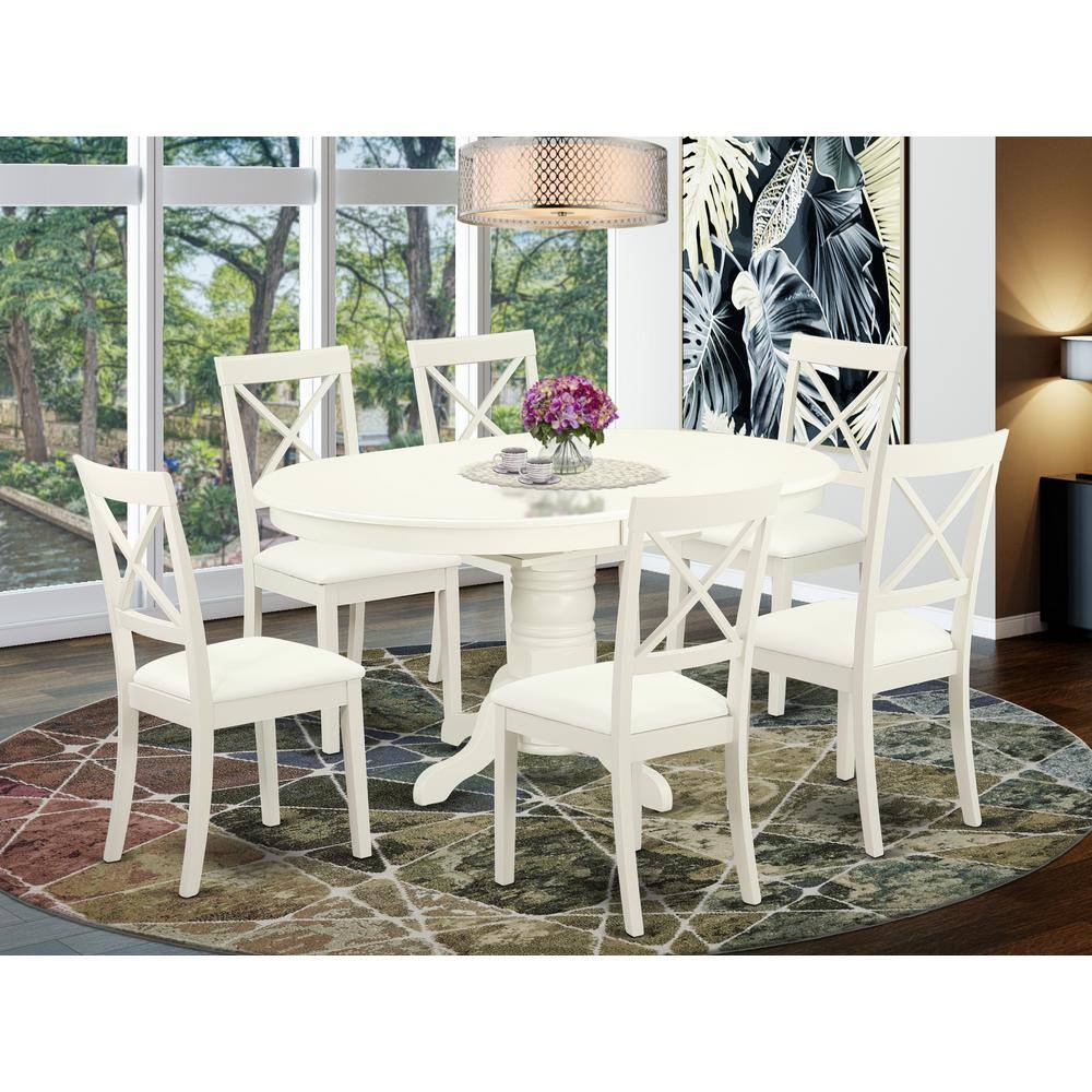 Left. East West Furniture - Dining Room Set Linen White - Brown.