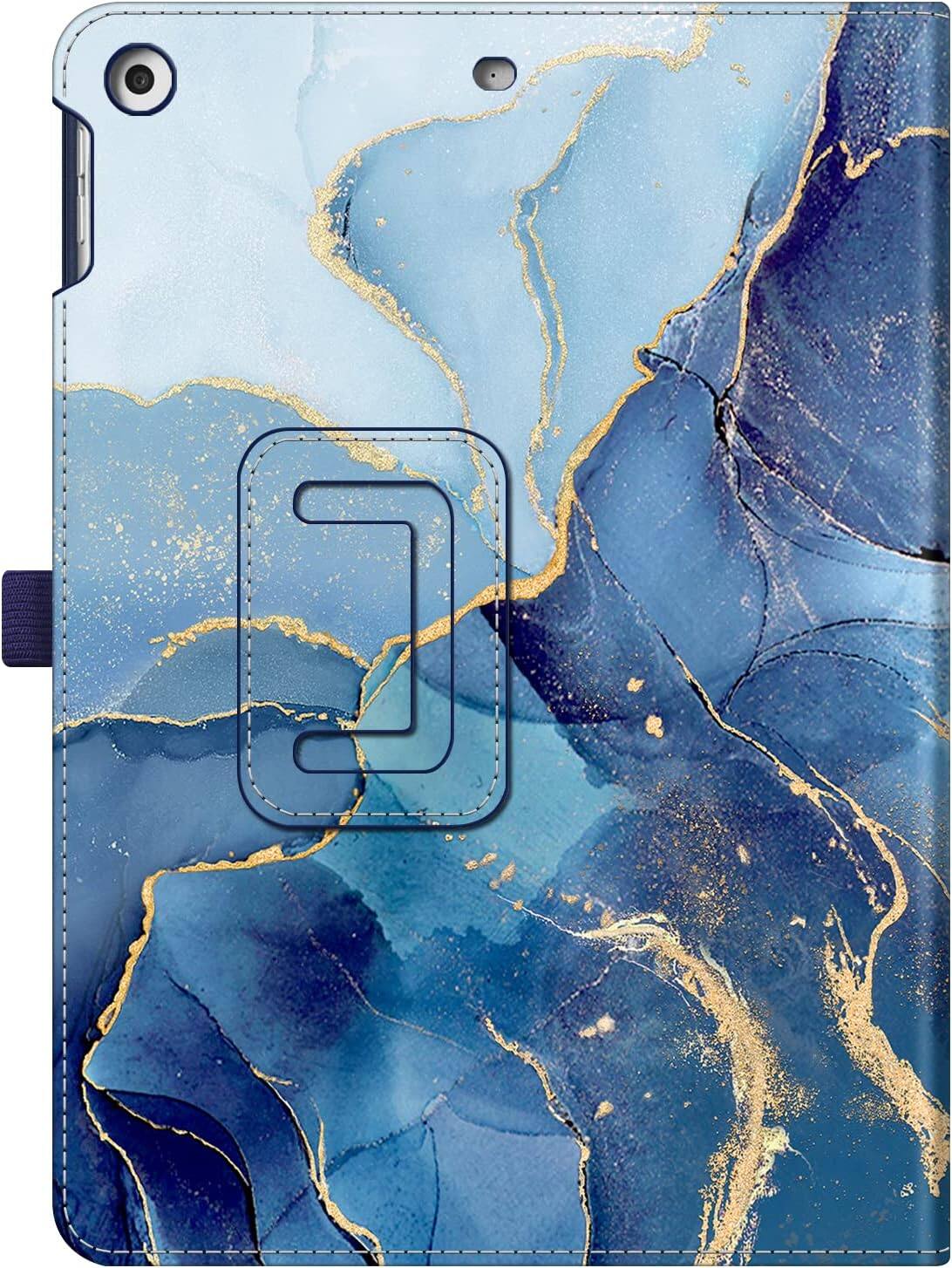 Alt View 5. Fintie - Folio Case For iPad 9th/8th/7th Gen 10.2 Inch, Lightweight Premium Vegan Leather Stand Cover Auto Wake/Sleep - Ocean Marble.