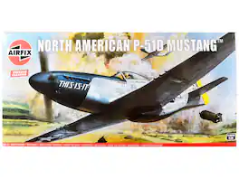 Level 4 Model Kit North American P-51D Mustang Aircraft with 2 Scheme Options 1/24 Plastic Model Kit by Airfix - Multi