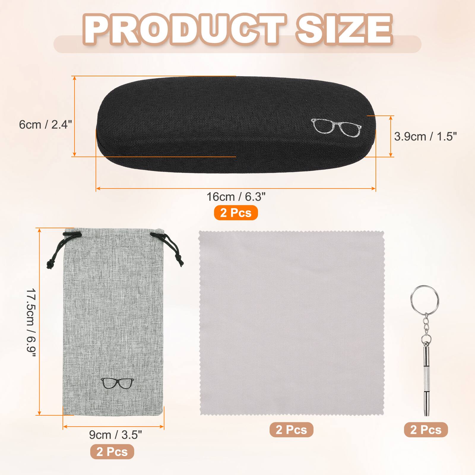 PRODUCT SIZE

- 6cm / 2.4"
- 3.9cm / 1.5"
- 16cm / 6.3"
- 17.5cm / 6.9" / 9cm / 3.5"

2 Pcs