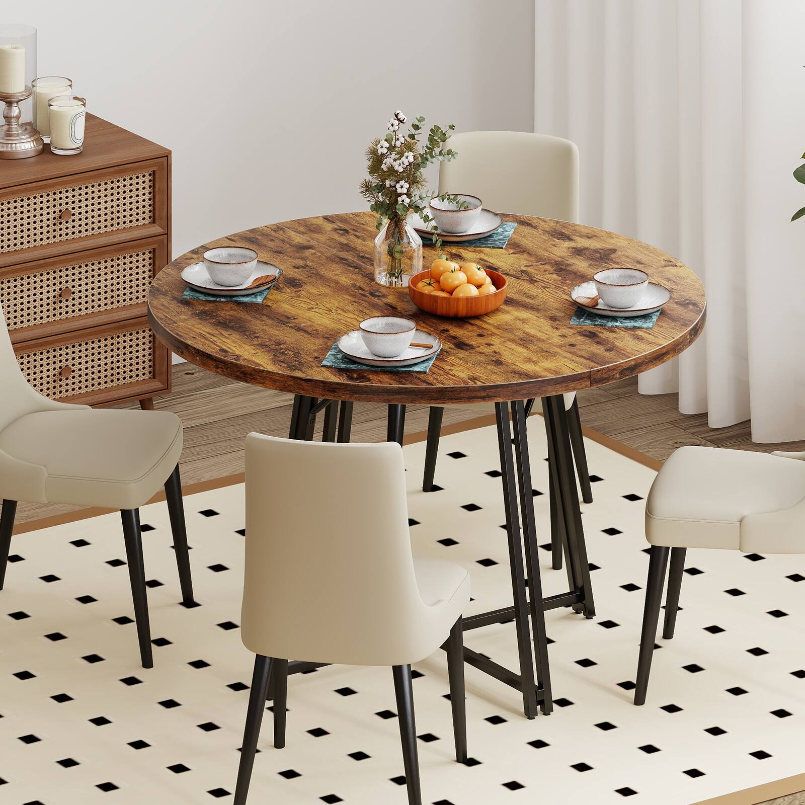 Alt View 8. Gymax - Gymax 47 Inch Dining Table w/8 Metal Supporting Legs & Cross Base for Dining Room - Brown.