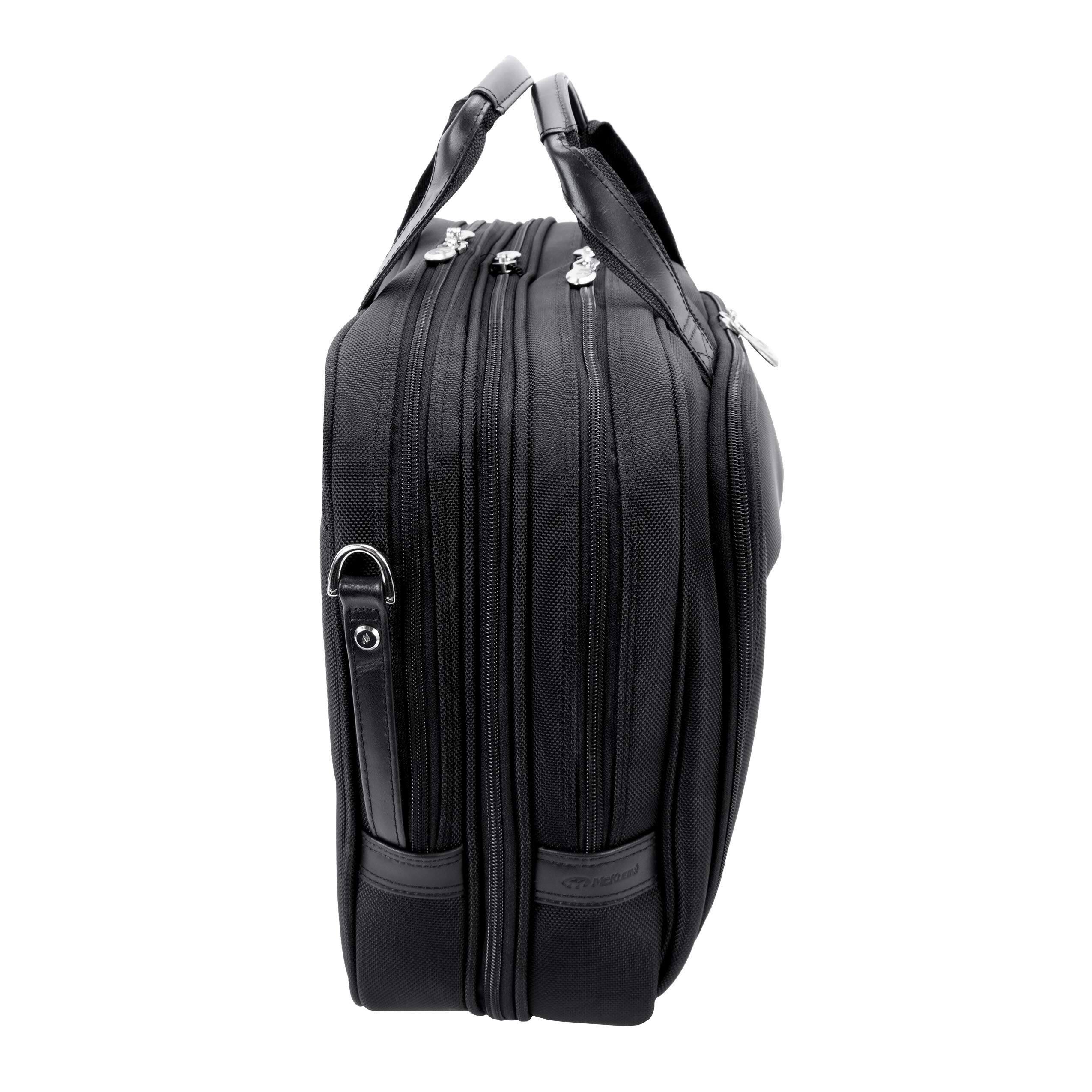 Alt View 6. McKleinUSA - 17-Inch Expandable Laptop Briefcase Double Compartment Ballistic Nylon Zippered Front Pockets Travel Office - Black.