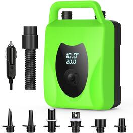 MOOSOO - Paddle Board Pump Electric Portable, 20PSI Air Compressor with Auto-off for Inflatables, Kayaks and Boats - Green