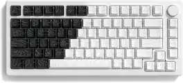 Womier - Double Shot PBT keycaps,Topographic Keys Cherry Profile Key caps for All US Layout Mechanical Keyboardd - Black-white