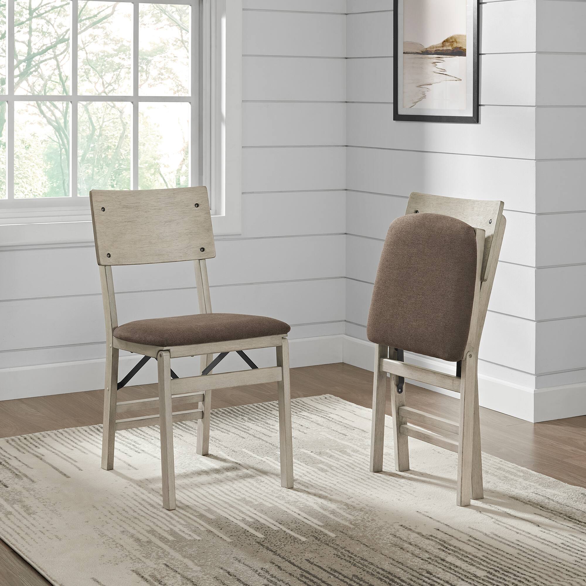 Alt View 1. Stakmore - Stakmore Classic Comfort Curve Back Folding Chair, Driftwood Frame with Bravado Aztec Fabric - Gray.