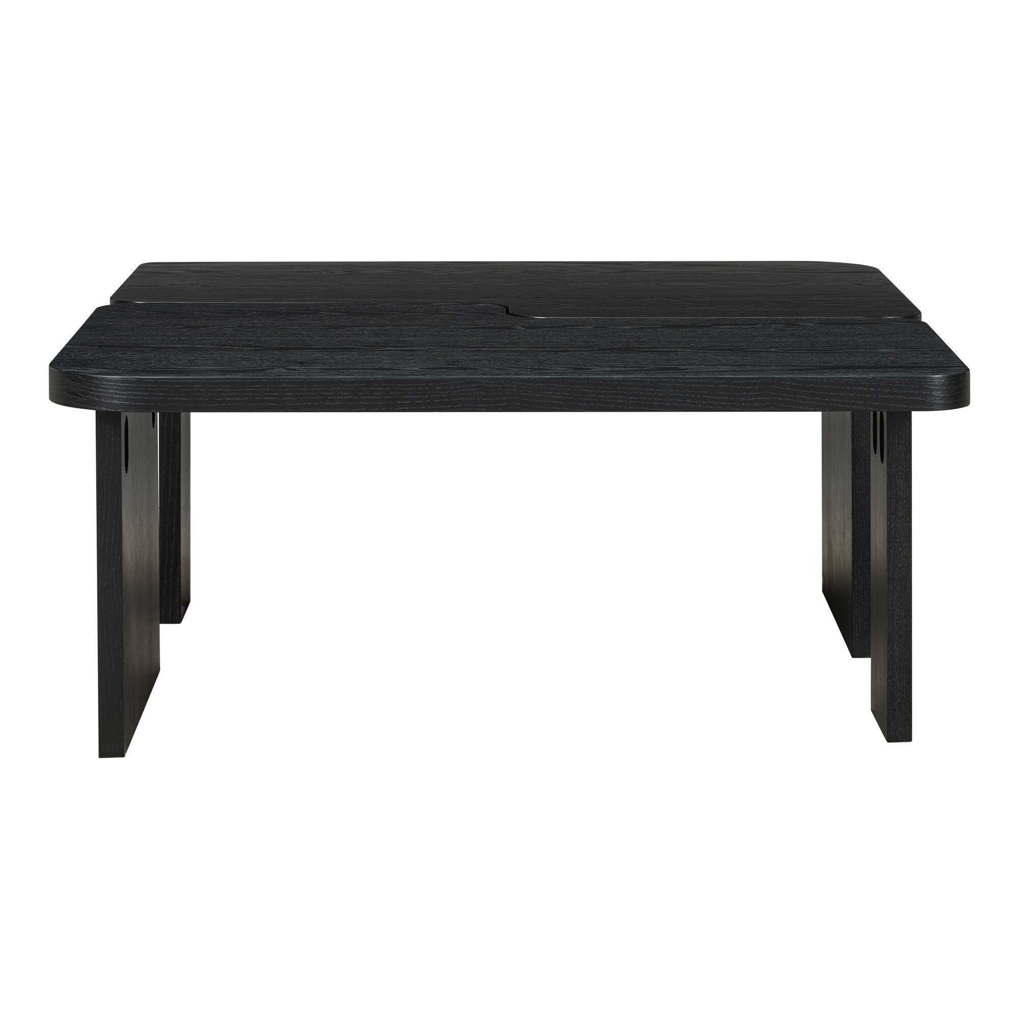 Alt View 7. APRILSOUL - Round Wood Coffee Table Living Room Small Space Apartment No Need Assembly - Black.