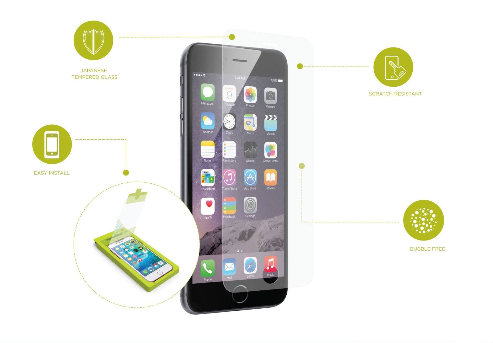 JAPANESE TEMPERED GLASS  
100% Scratch Resistant  
EASY INSTALL  
BUBBLE FREE