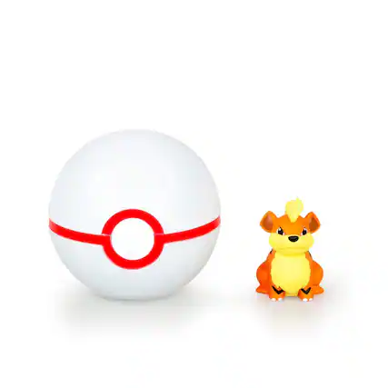 Front. Pokémon - Pokémon Clip 'N' Carry Poké Ball & Growlithe Set | Includes Ball & 2" Growlithe Figure - Red/White.