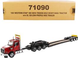 Diecast Masters - Western Star 49X SBFA Tridem Heavy-Haul Tractor with XL 120 Low-Profile HDG Trailer Red Black Transport Series 1/50 - Yellow