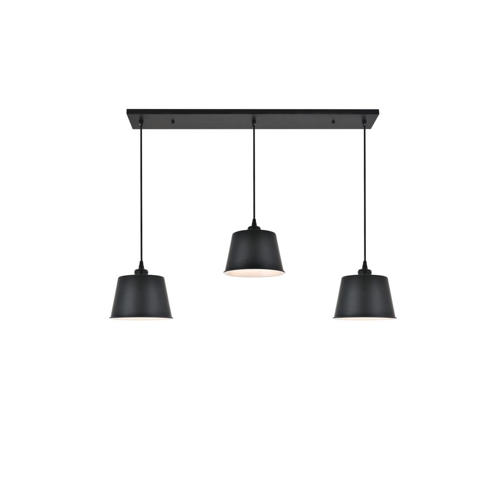 Alt View 8. Living District - Nota 3 light black Pendant - Black.