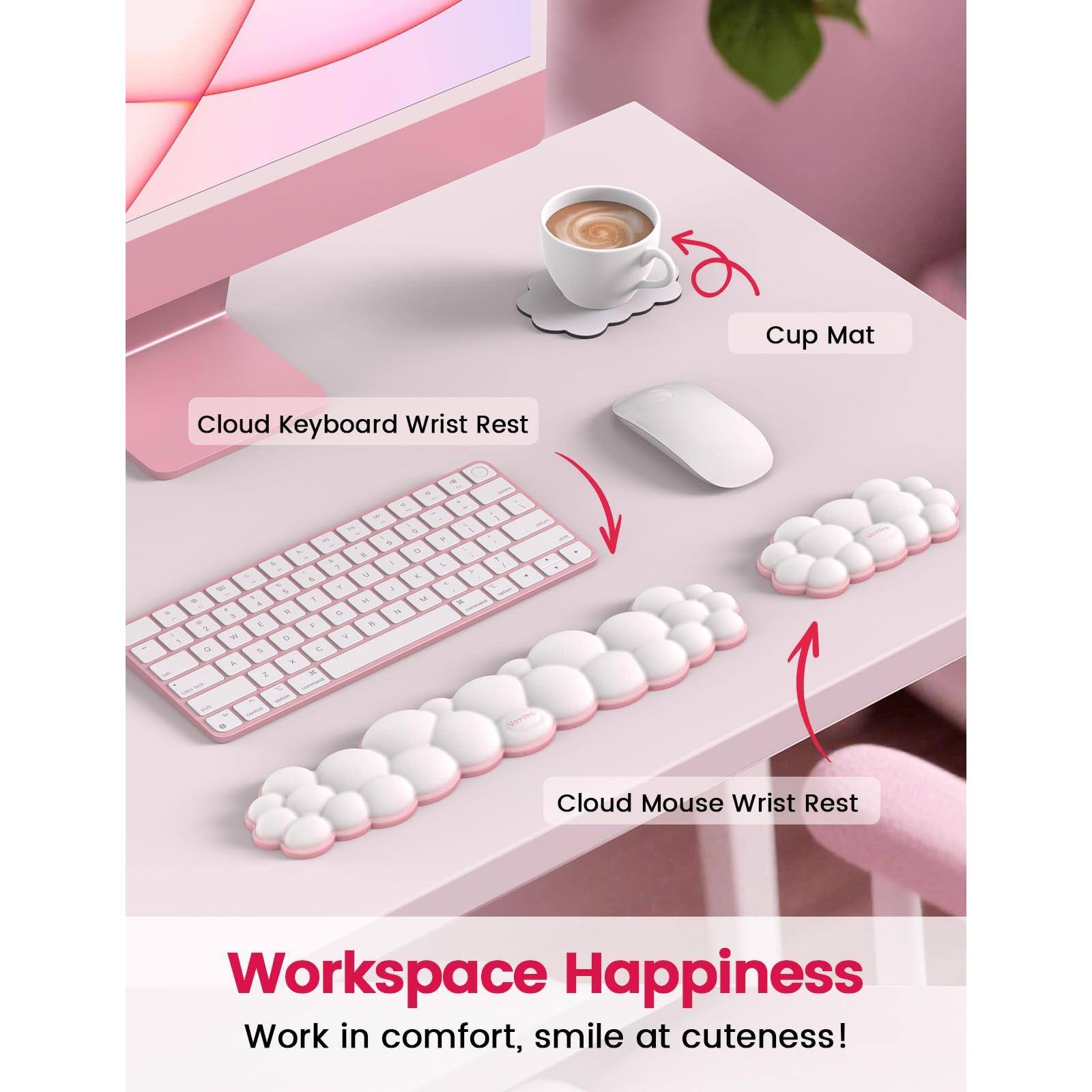Cup Mat  
Cloud Keyboard Wrist Rest  
Cloud Mouse Wrist Rest  

Workspace Happiness  
Work in comfort, smile at cuteness!