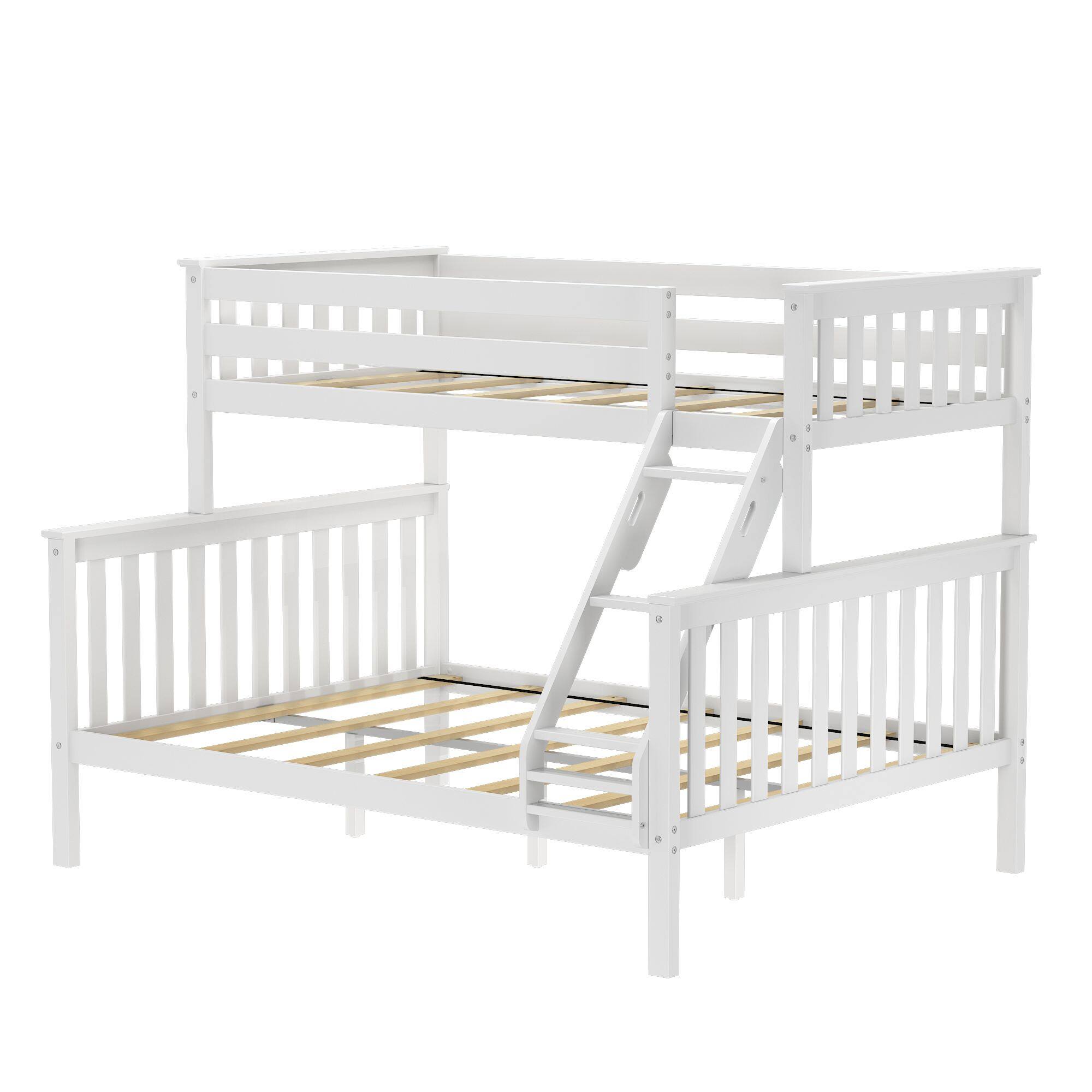 Alt View 2. Plank+Beam - Twin XL over Queen Bunk Bed, White - White.