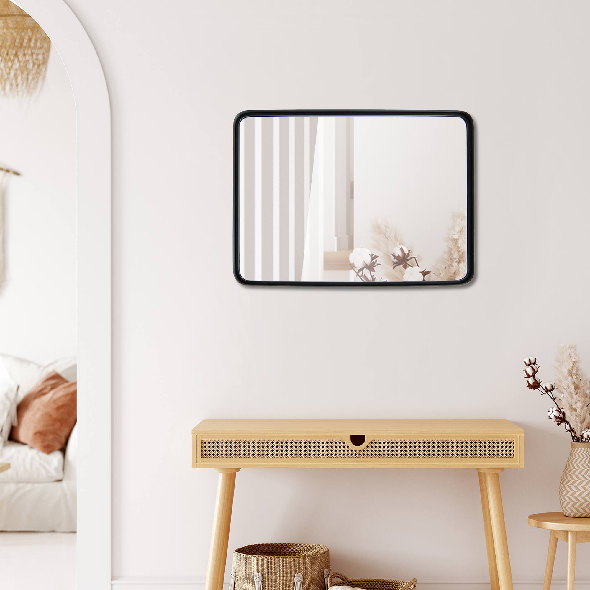 Alt View 4. Costway - Costway 30"X22"Wall Mount Bathroom Mirror Rectangular Vanity Mirror Vertical Horizontal - Black.