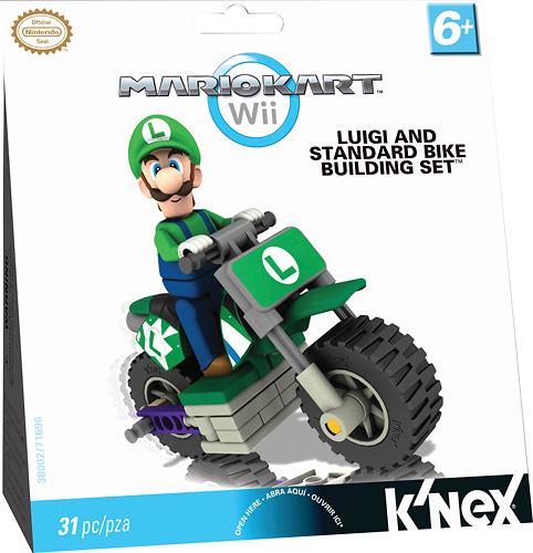 Mariocart Wii K'nex Luigi and standard cart building set 