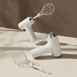 Luckbyte - Cordless Electric Hand Mixer USB Rechargeable Whisk - White