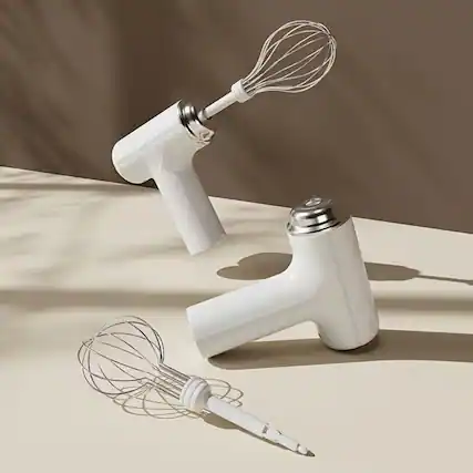 Front. Luckbyte - Cordless Electric Hand Mixer USB Rechargeable Whisk - White.