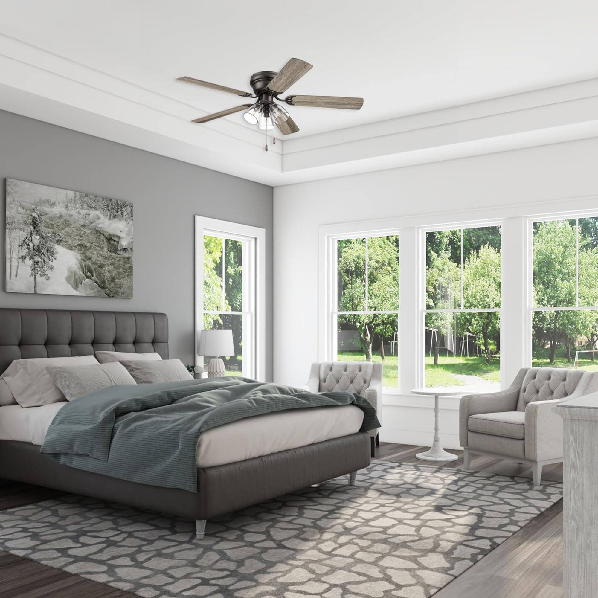 Alt View 4. Portage Bay - Portage Bay Renton Ceiling Fan with Quiet, Reversible Motor, 52 Inch, Bronze - Espresso.