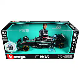 Mercedes-AMG F1 W15 E Performance #63 F1 Championship World Championship (2024) w/Figure 1/24 Model Car by Bburago