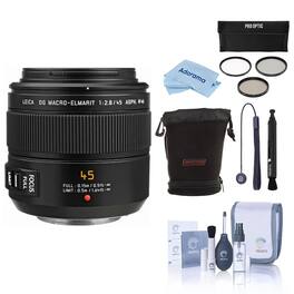 Bundle - Panasonic - Leica DG Macro-Elmarit 45mm f/2.8 MFT Lens with 46mm Filter Kit